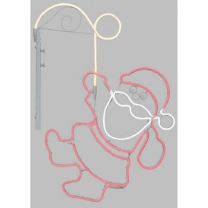 Père Noël néon accroché en tube H:105cm 566 LED blanc froid, chaud rouge Lotti