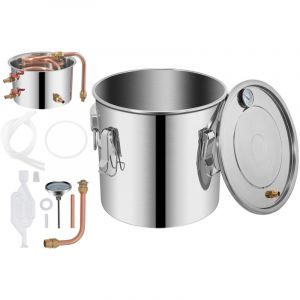 Mophorn - Distillateur d'eau en acier inoxydable de 3 gallons - Alambic Moonshine de 12 litres avec tube en cuivre, thermomètre, kit de brassage
