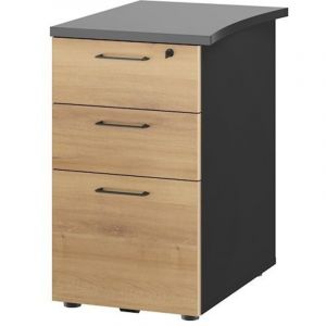 Gautier - Caisson hauteur de bureau 3 tiroirs ch&ecirc;ne ambr&eacute; profondeur 60 cm - Jazz