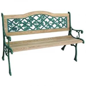 Vette - banc flora en fonte et bois pour l'exte'rieur de couleur vert vieilli cm126x56x76h