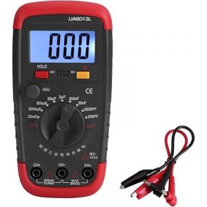 Capacimètre professionnel, testeur de capacité numérique 0,1pF - 20000uF avec capacimètre à rétroéclairage LCD et étui de protection Max 1999