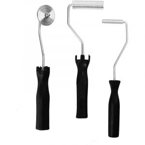 3pcs Rouleau D&eacute;bulleur, Bulle Paddle Outil, Fibre de Verre d'Alliage d'Aluminium, kit pour Moule, R&eacute;sine, Composite - Lntyq