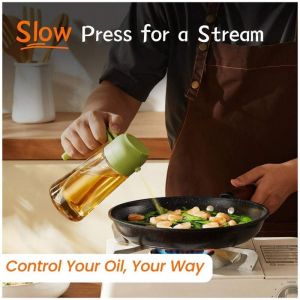 Spray d'huile de cuisine 470 ml - Spray d'huile 2 en 1 pour friteuse à air pour la cuisson, la salade, le vinaigre et les accessoires de cuisine