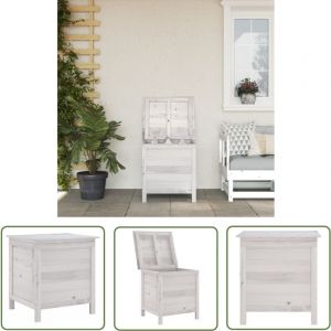 Boîte de rangement de jardin blanc bois massif de sapin - Boîte De Rangement Jardin - Coffre De Jardin - Rangement Extérieur - Rangement Bois