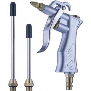Applicable Pistolet à air – Accessoire professionnel pour compresseur d'air, nettoyeur de buse, avec 1 buse de soufflage et 2 rallonges de débit