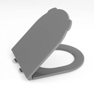 Abattant WC Forme D Universel en Thermodur AquaWise C&eacute;ramique Anti-jaunissement,Cuvette Toilette avec frein de chute D&eacute;clipsage Rapide Gris