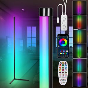 Swanew - Lampadaire led 7W Colonne lumineuse rgb Lampe d'angle avec télécommande - le noir