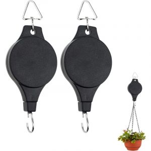 Poulie de panier suspendu, poulie de crochet pour plantes, facile &agrave; atteindre, panier de suspension r&eacute;tractable pour fleurs suspendues pour paniers