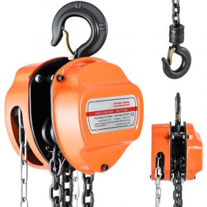 Mophorn Palan manuel &agrave; cha&icirc;ne, capacit&eacute; de charge 1 tonne, hauteur de levage 6 m, &eacute;quip&eacute; d'un crochet robuste, cha&icirc;ne G80 et syst&egrave;me de frein &agrave;