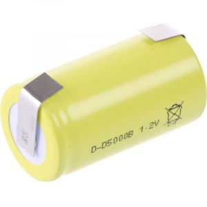 D5000B Pile rechargeable sp&eacute;ciale LR20 (d) cosses &agrave; souder en u, flat-top NiCd 1.2 v 5000 mAh - Mexcel
