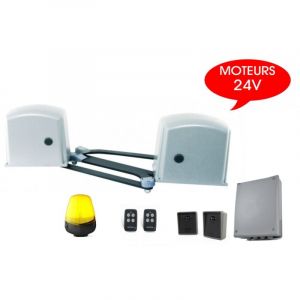 Kit - Automatisme portail battants - syst bras articules - 24V - avec batt secours - 200Kg - 2 Metres - MYHOOK24 by Proteco 1500