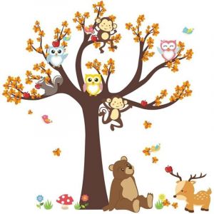 Sticker Mural Animaux De La Jungle Tickers Muraux Enfants Stickers Hibou Decoration Mural Stickers Chambre Enfants Garderie Salon Chambre D&eacute;coration