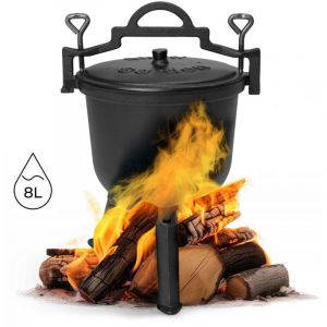 Chaudron sur pied en fonte 8l marmite du chasseur grill feu de camp multigarden