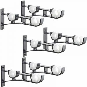 6Pices Tringle Rideau en mtal Robuste, Support de Tringle Rideaux,Double Tringle Rideau Pole Holder, Support Rideau,Support de Tringle Rideau en