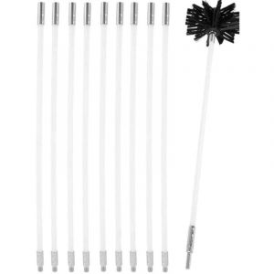 Kit de Ramonage Po&ecirc;le Pellet R&eacute;glable Brosse Nettoyage de Chemin&eacute;e 410mm Conduits 9 Cannes de Ramonage Kit pour Nettoyage du Po&ecirc;le &agrave; Granul&eacute;s Outil