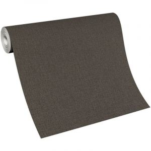 Bricoflor - Papier peint uni marron pour d&eacute;co scandinave | Tapisserie moderne unicolore id&eacute;al couloir | Papier peint uni marron fonc&eacute;