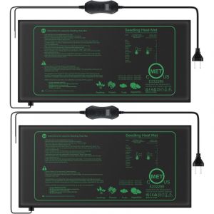 Lot de 2 Tapis chauffant pour plantes avec thermostat pour semis, animaux domestiques et reptiles,Tapis chauffant de 50 W pour la germination et la