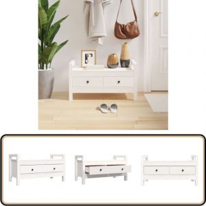 Banc d'entrée Blanc 80x40x43 cm Bois de pin massif - Banc D'entrée - Banc Coffre - Meuble D'entrée - Rangement Intérieur - Banc Design