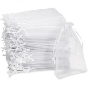 Parkside - Sachet en organza, sachet cadeau en organza, sachet à bijoux, sachet de mariage, sachet de lavande (10 x 15 cm, blanc)