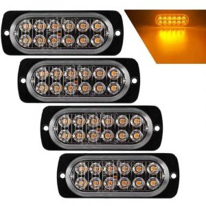Feux stroboscopiques d'urgence ultra-fins Ulisempcs 12 led, feux de d&eacute;tresse ambr&eacute;s, feux clignotants universels pour voiture, v&eacute;hicule, camion,