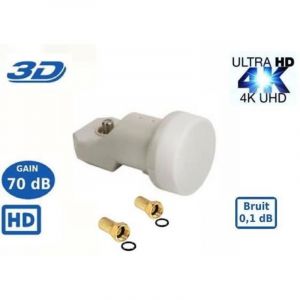 LNB Single SR-123, 0.1dB High Gain 70 DB T&ecirc;te Parabole Universelle Compatible Full HD 4K TNTSATCanal+ Astra et FRANSAT+2 fiches F