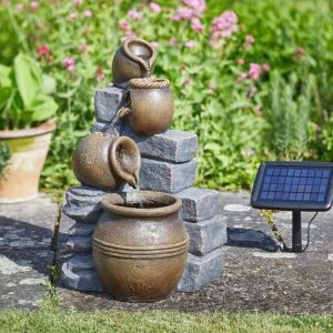 Fontaine solaire Cascade Pots autonome avec batterie