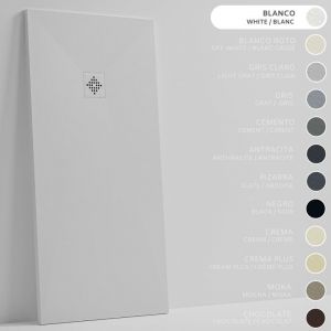 SOULBATH Receveur de Douche -R&eacute;sine -Gel Coat -Texture Lisse/Pierre -Antid&eacute;rapant -Couleur Blanc - 170x100- Extra plat 3cm. Bonde de Vidage incluse