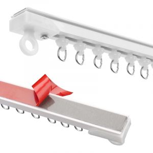 Tringle &Agrave; Rideaux Autocollante Pour Plafond Ou Mur, 8 X 40 Cm / 320 Cm, Sans Per&ccedil;age Ni Vis, Id&eacute;ale Pour Camping-Car, Rideau De Douche, Penderie Ou