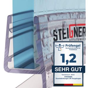 Joint de douche pour paroi en verre, 130cm, vitre 5/6/7/8mm, joint d'&eacute;tanch&eacute;it&eacute; pvc courb&eacute; pour les cabines de douche arrondies, UK15 - Steigner