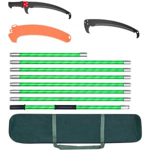 Mophorn Scie &agrave; &Eacute;laguer T&eacute;lescopique, 2,15-8,09 m, Scie sur Perche Manuelle, Lame en Acier 65Mn Aff&ucirc;t&eacute;e, avec 8 Perches en Fibre de Verre, Outil pour