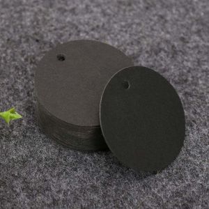 (Noir) 100PCS &Eacute;tiquettes en Papier Kraft &Eacute;tiquette Cadeaux-&Eacute;tiquette Ronde 5x5cm Kraft &Eacute;tiquettes &Eacute;tiquettes de Mariage avec Ficelle pour Dragees