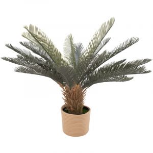 Cycas 85 - Plante Tropicale Artificielle D&eacute;corative Cycas H85 cm pour Int&eacute;rieur Ext&eacute;rieur avec Pot Beige