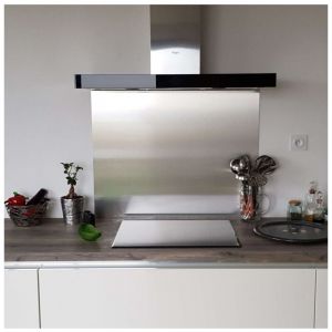 Crédence Composite Aspect Inox Brossé - Hauteur 55 cm x Largeur 60 cm