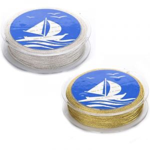 Lot de 2 rouleaux de fil doré et fil d'argent - 0,4 mm - Pour bricolage, boules de Noël - Fil en nylon doré - Pour bricolage, artisanat, mariage - 45