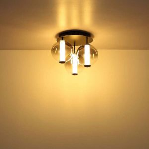 Globo Lighting - Plafonnier plafonnier lampe de salon boule verre noir fum&eacute;e led h 29,5 cm
