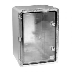 Ultra Secure - Coffret mural haute-résistance boîtier 500 x 350 x 190 - Porte transparente / Serrure triangle / Plaque / IP65 / abs