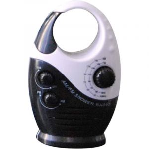 Radio de douche &eacute;tanche 3 V 0,5 W avec volume r&eacute;glable, haut-parleur AM-FM, haut-parleur de douche de salle de bain, radio sans fil avec poign&eacute;e