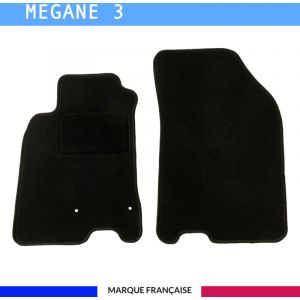 Tapis de sol voiture - Sur mesure pour Renault MEGANE 3 (11/2008-01/2016) - Antid&eacute;rapant - Tapis de sol avant 2 pi&egrave;ces