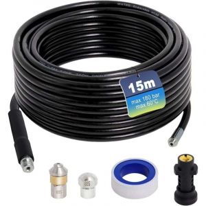 Vtizikl Tuyau de vidange 15 m, Karcher furet, compatible avec les nettoyeurs haute pression Karcher K2, K3, K4, K5, K6, K7, 180 Bar 60 &deg;C