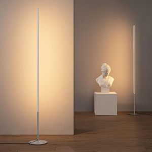 EDISHINE Lampadaire LED sur Pied Salon, 147cm Dimmable Colonne Lumineuse, 3000K Blanc Chaud, Moderne Lampe D'Ambiance, Interrupteur au Pied