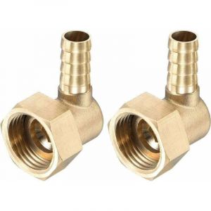Raccord Cannel&eacute; Tuyau Laiton Coude 10 mm x G1/2 Connecteur Tuyau Femelle &agrave; &eacute;crou Pivotant pour Eau Carburant Air Paquet de 2 -