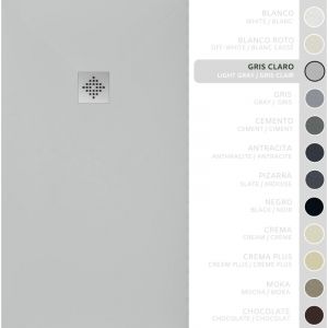 Soulbath - Receveur de Douche -R&eacute;sine -Gel Coat -Texture Lisse/Pierre -Antid&eacute;rapant -Couleur Gris - 130x80- Extra plat 3cm. Standard