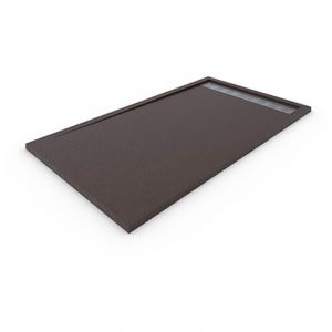 Receveur de douche en Résine QUARTZ PREMIUM avec Cadre. Texture Ardoise. Marron chocolat RAL: 8017 70X90CM