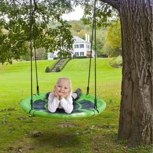 Grande Balançoire Ronde pour Enfant, Balançoire Nid d'Oiseau Diamètre 100 cm à Suspendre Ajustable pour Enfant Adulte Jardin Extérieur Poids max150