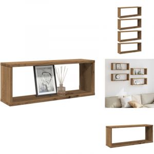 Vidaxl - tag&egrave;res cube murales 4 pcs ch&ecirc;ne artisanal 60x15x23 cm - &Eacute;tag&egrave;re Murale Cube - &Eacute;tag&egrave;res Murales Cube - Stockage En Forme De Cube - &Eacute;tag&egrave;re