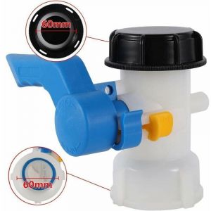 Adaptateur ibc - 60 mm &agrave; 60 mm - Vanne Cuve 1000l - Plastique - Raccord Cuve 1000 litres pour R&eacute;servoir Eau de Pluie - Conteneur