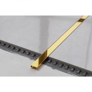 Profilé u de connexion rectifié en acier inoxydable pour carrelage 2cm x 270cm - Or brillant