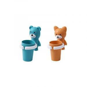 Lot de 2 porte-brosses à dents de dessin animé - Porte-brosse à dents pour enfants - Support de rangement à ventouse - Support de brosse à dents fixe