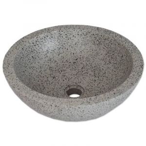 Noveaqua - jamais utilise] Vasque &agrave; Poser en Terrazzo Ronde Grise - Rondo