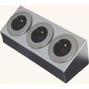 Prise cuisine barry - Bloc 3 prises inox brossé